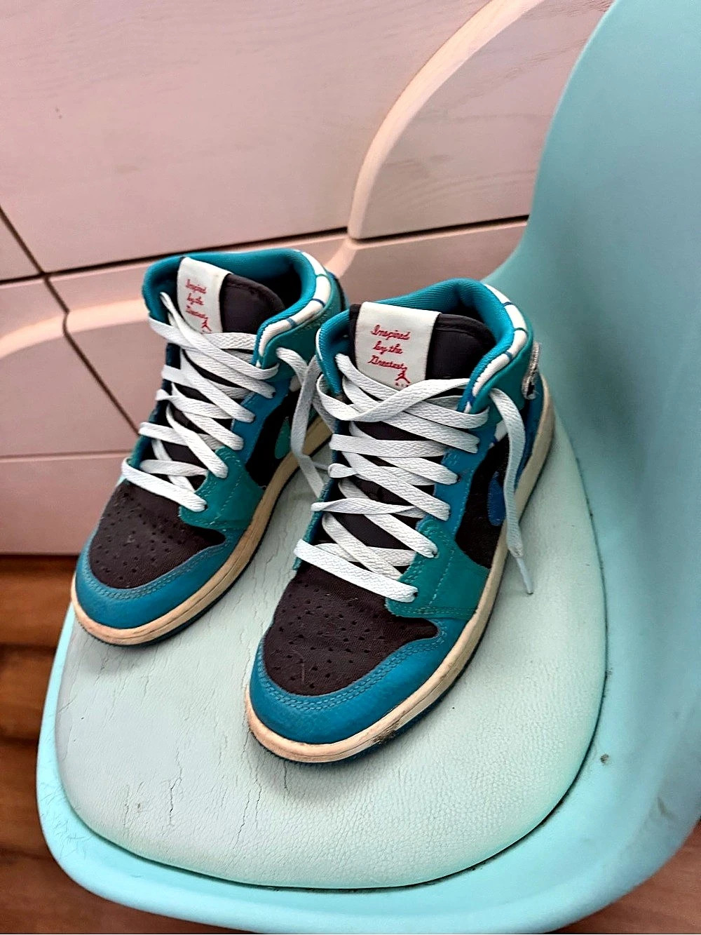 Nike Dunk High-Top Sneakers Blue & White Size 4.5Y